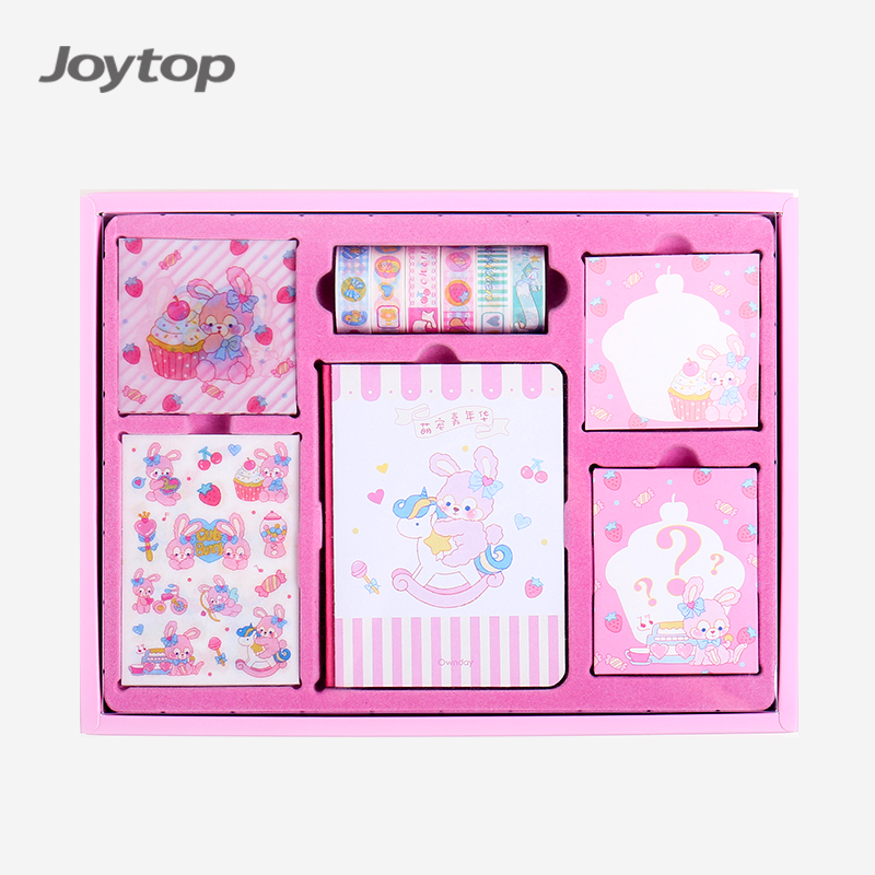 Ownday 101950 Cartoon Pets Notebook With Sticky Note Washi Tape Sticker Boxed Stationery Gift Set