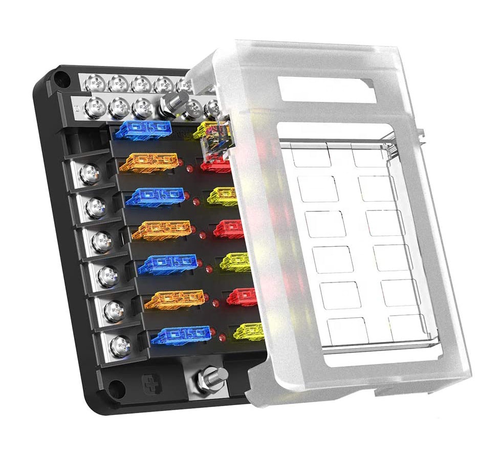 Amomd 12 способ DC 32V блок предохранителей Мега клеммный блок держатель предохранителя коробка с 12 способ отрицательной шины бар
