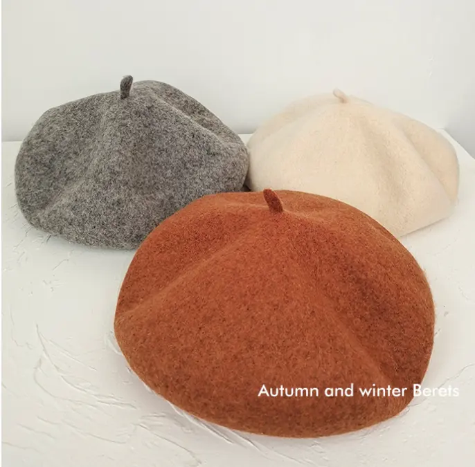 ALLCH Winter Fashion Wool French Beret Hat Solid Color Beret Cap For Women Girls