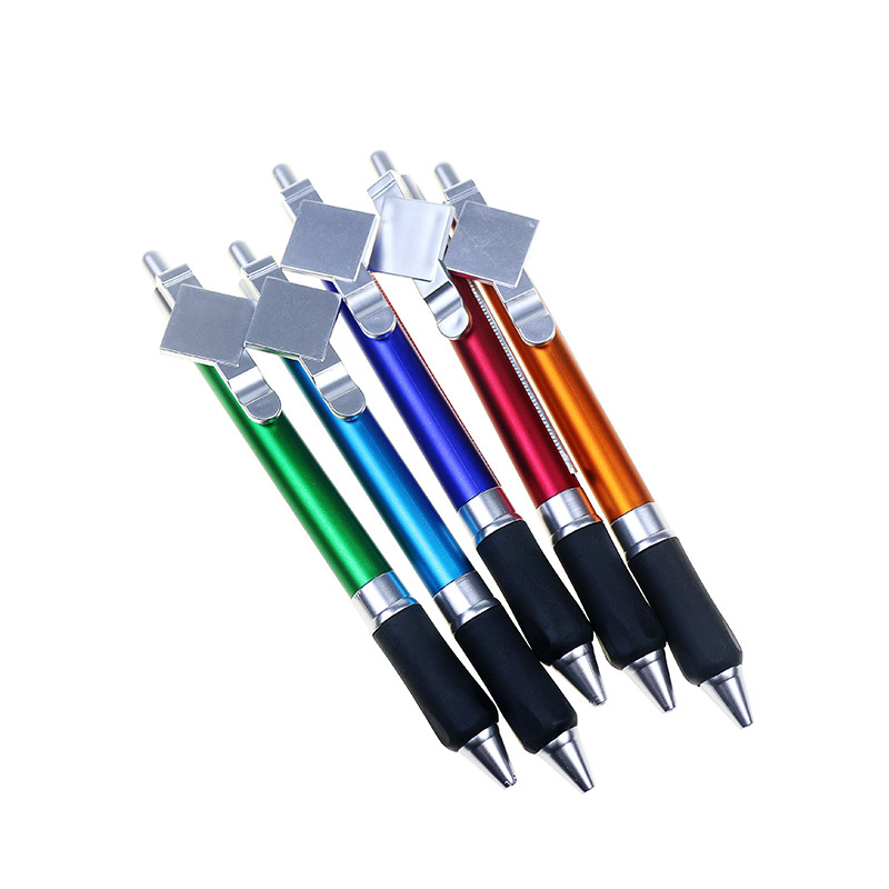 New Model Promotional Multicolor Advertising Banner Pens With Soft Grip Customized Plastic Flag Ball Pen With Big Clip