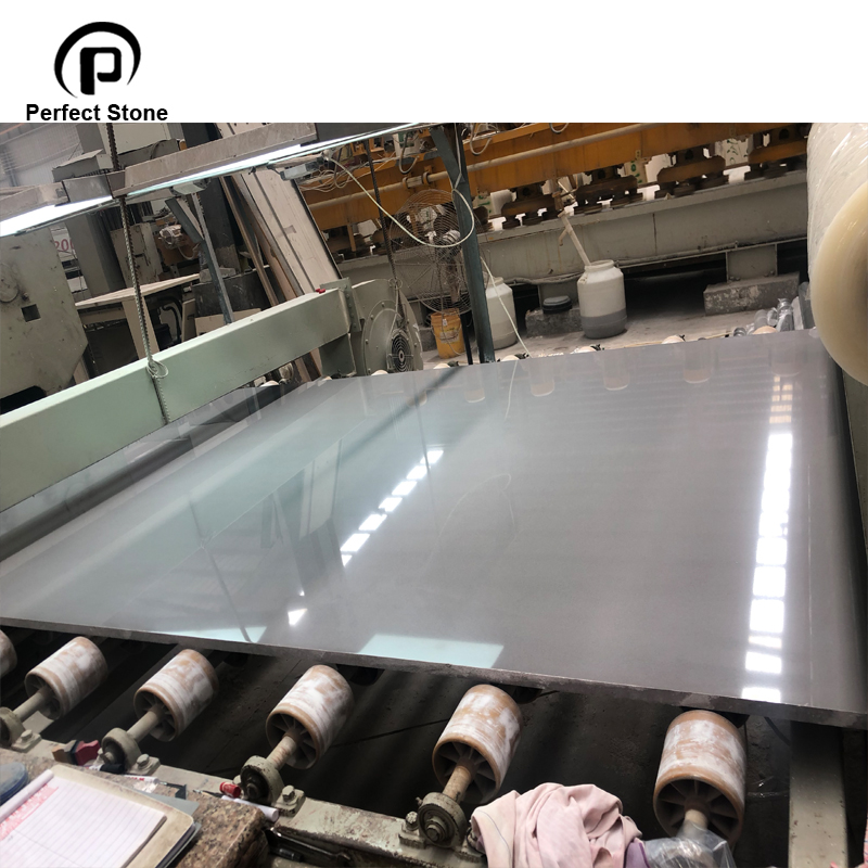 Pure grey polished artificial marble stone slab for hot sale
