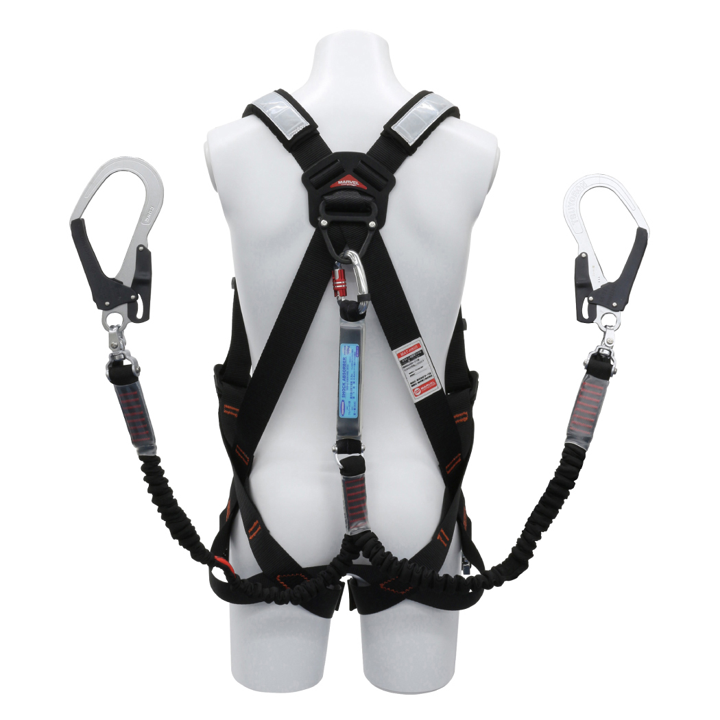 Heavy duty metal buckle harness cross metal system for fall protection