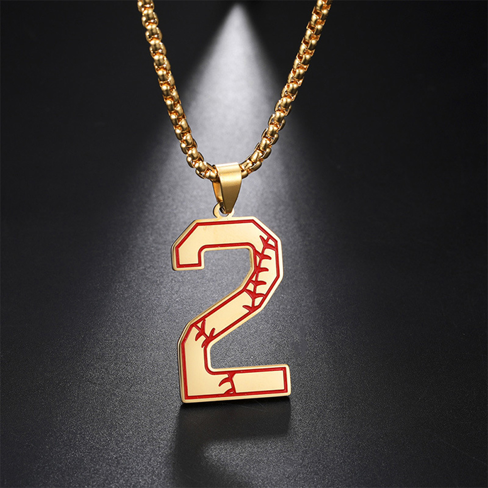 In Stocks- 2021 Hot Trendy Stainless Steel Europe America Fashion Digital Baseball Necklace Boys Hip Hop number Necklace