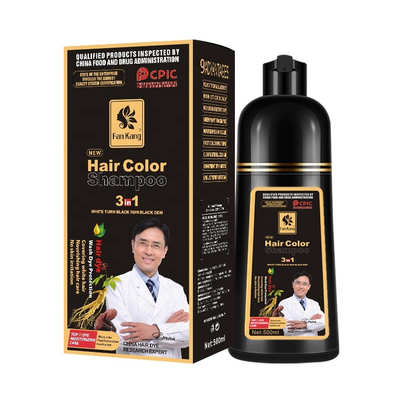 high quality chinese organic herbal permanent washable brown color hair dye colour shampoo
