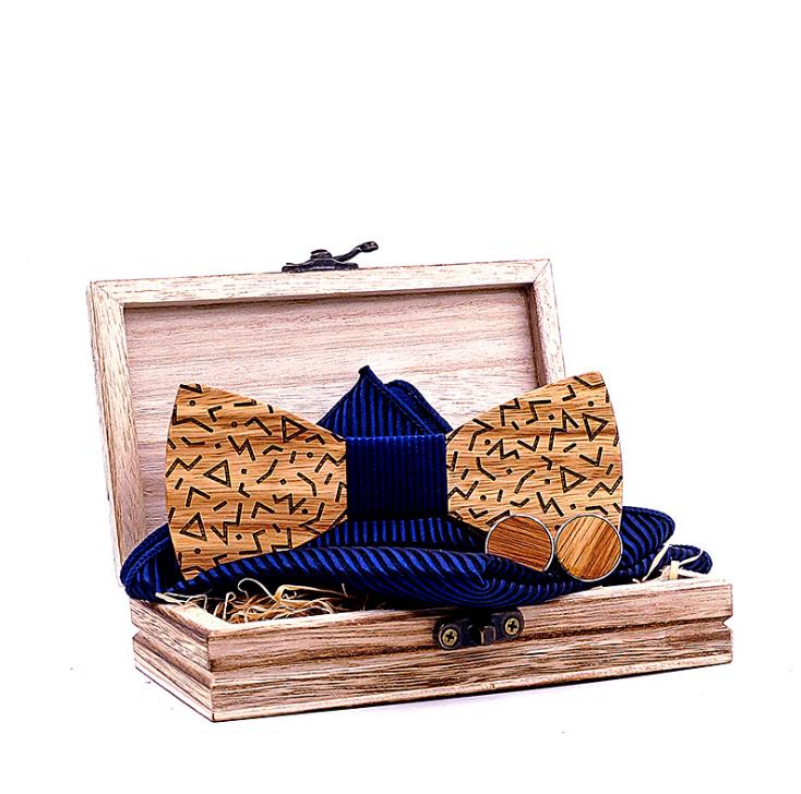 New Fashion 3D Wood Bow Tie Wedding Wooden Accessories Set