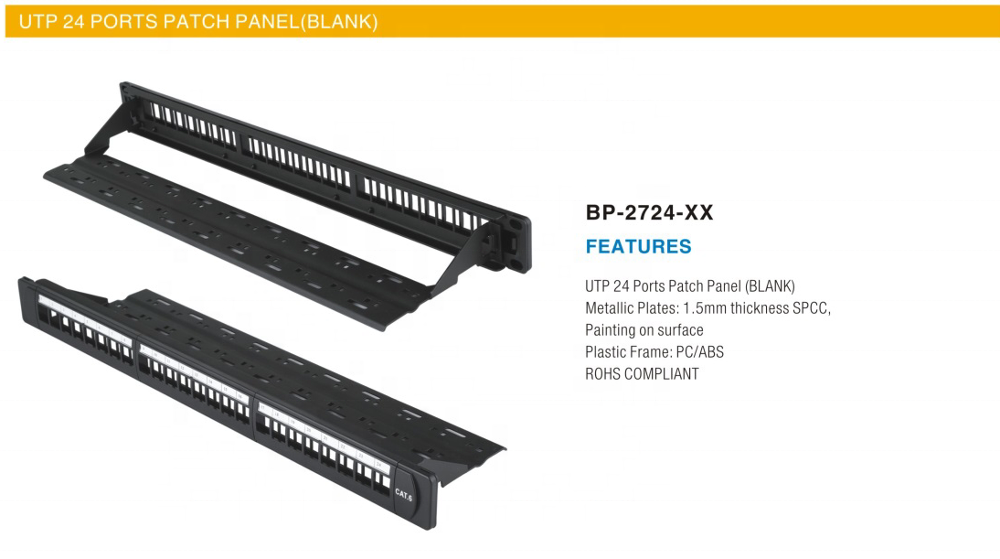UTP 24 портовая коммутационная панель, свободная BP-2724-XX UTP 24 портовая коммутационная панель пустые для cat6