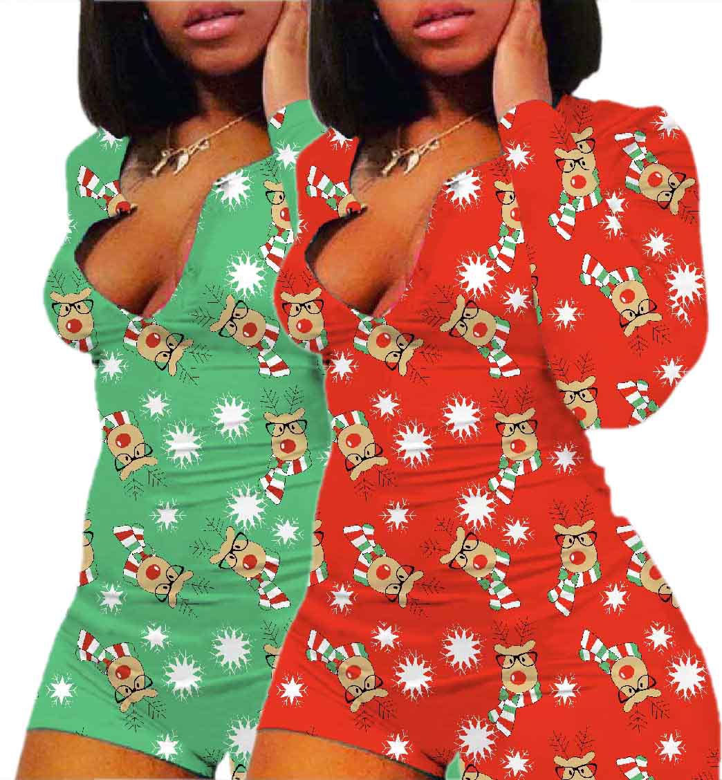 New Arrivals 2020 Onesie for Women Sexy Christmas Onesie Women Pajamas Long Sleeve Fall Clothing Rompers Adults