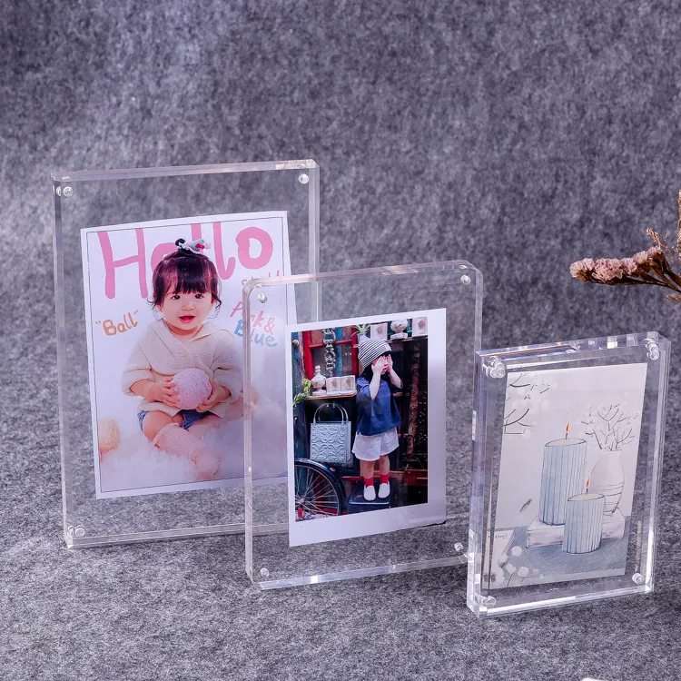 Custom size acrylic picture block magnetic transparent photo frame