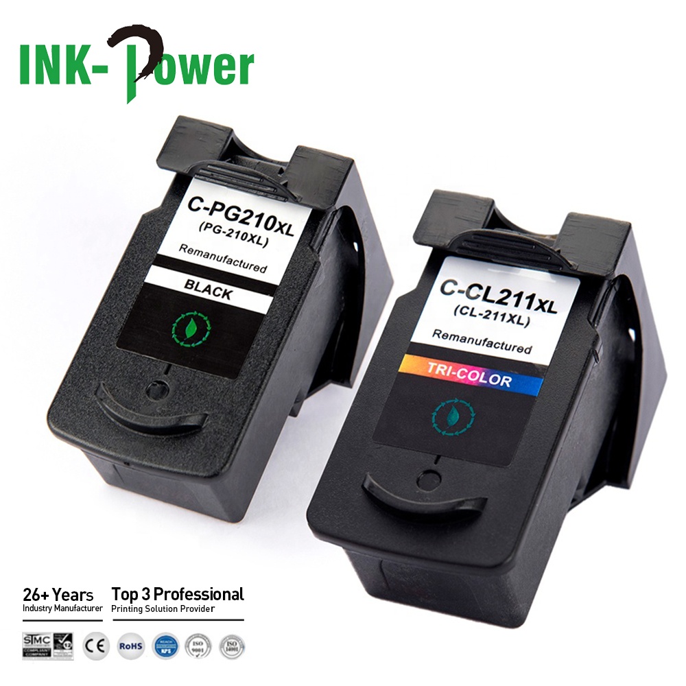INK-мощность 210 PG-210 PG210 PG-210XL 211 CL-211 CL211 CL-211XL Цвет Премиум Восстановленный струйный картридж с чернилами для Canon 480