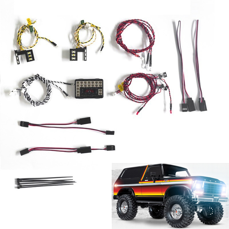 LED Light System Front & Rear Lamp Group for 1/10 RC Car TRX4 Bronco