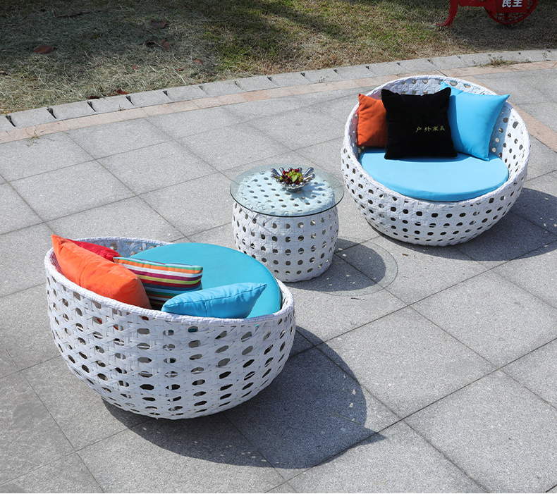 Patio Wicker Casual Plastic Ratan Sofa Garden Set Outdoor Furniture Small White Dinning Coffee Table With Chairs TY1017