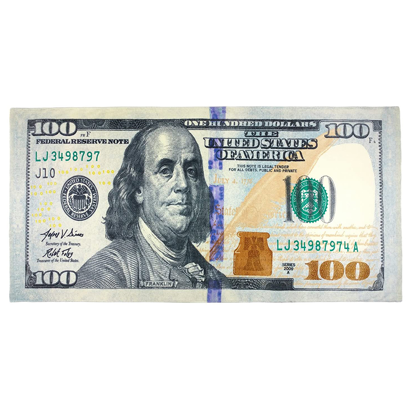 New 100 Dollar Bill Printed Beach Towel