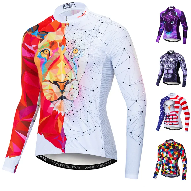 Wholesale 3D Lion MTB Downhill Shirt Men Cycling Jersey Long Sleeve Top Spring Antumn Road Bike Sports Bicycle Clothing Maillot