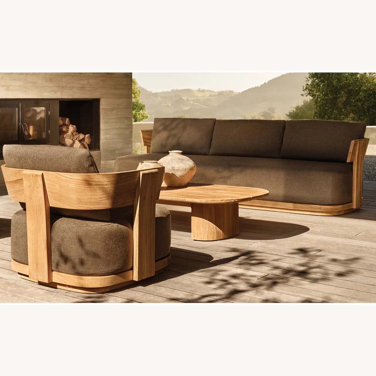 Hangkai manufacturer direct popular comfortable quality outdoor furniture teak metal garden furniture patio balcony sofa set