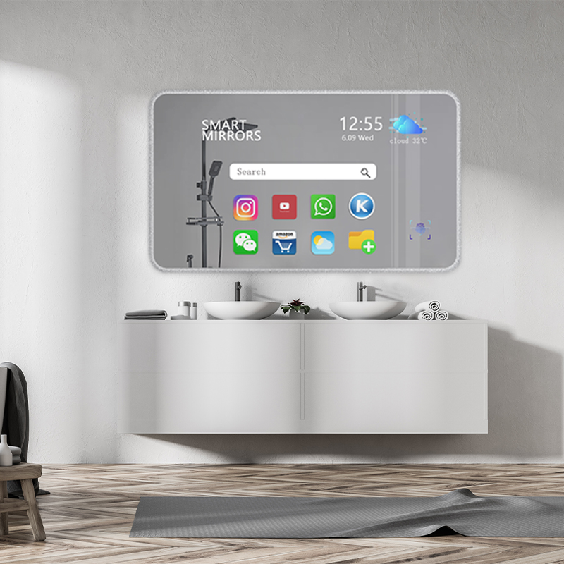 Factory Direct Touch Screen Interactive Rectangle Wall Mirror Led light Waterproof Smart Magic Mirror with tv WIFI  Bath mirrors