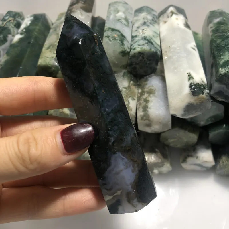 Wholesale High Quality Natural Customization Healing Moss Agate Crystal Point For Sale