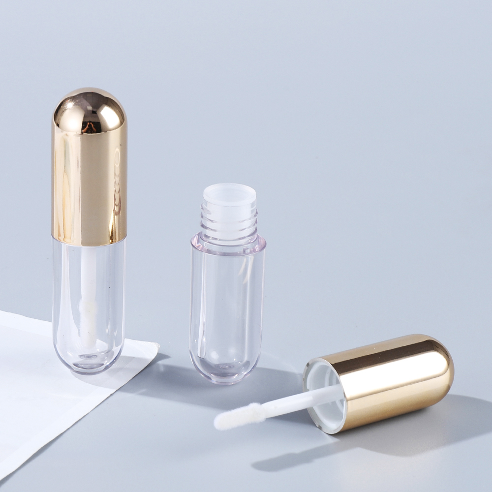Pill Shaped Mini cute lipgloss tubes gold custom logo empty lip gloss containers