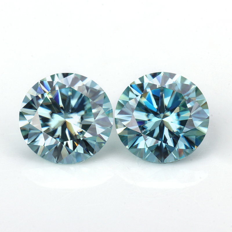 Starsgem round shape moissanite vvs 1.5carat blue moissanite for fine gold engagement ring