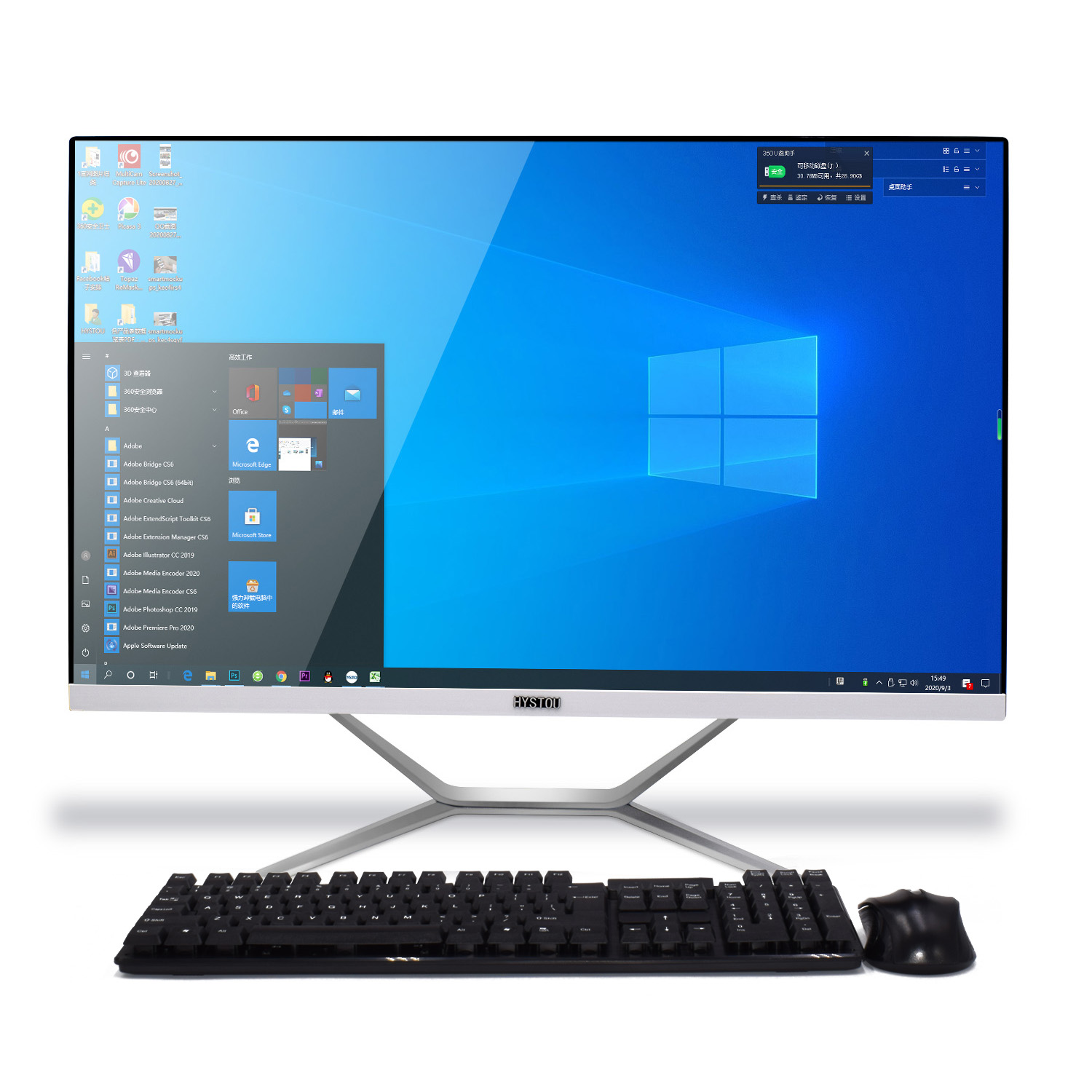 HYSTOU все в одном ПК Core i5 10400F AIO PC игровой компьютер полный комплект
