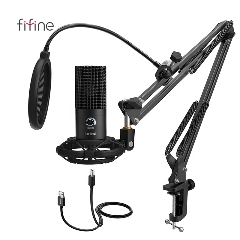 Fifine T669 USB Microfone компьютерный Студийный микрофон с амортизирующим креплением для потоковой передачи