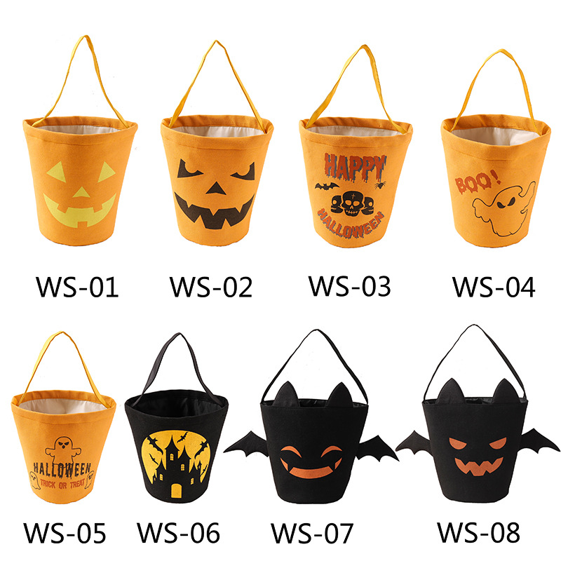 High Quality Personalized Cotton Halloween Trick Or Treat Bucket Halloween Basket Tote