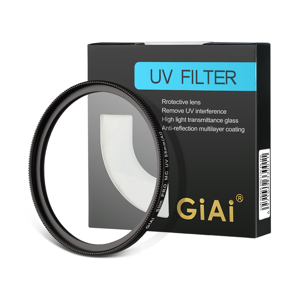 GiAi 55mm Camera UV Filter 18-layer nano coated 99.8% transmittance Camera filter