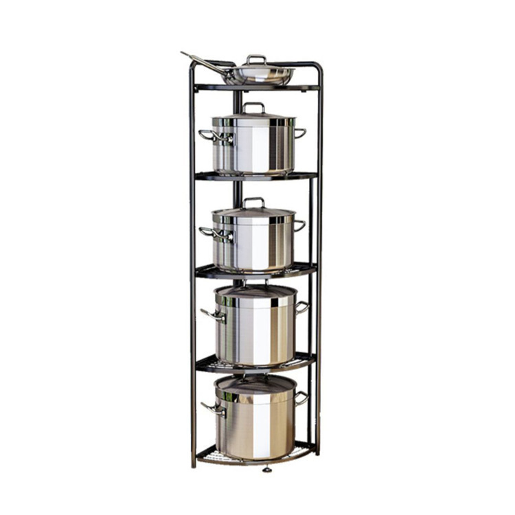 OGJ 5 layer metal wire corner shelving unit multilayer kitchen storage shelf rack