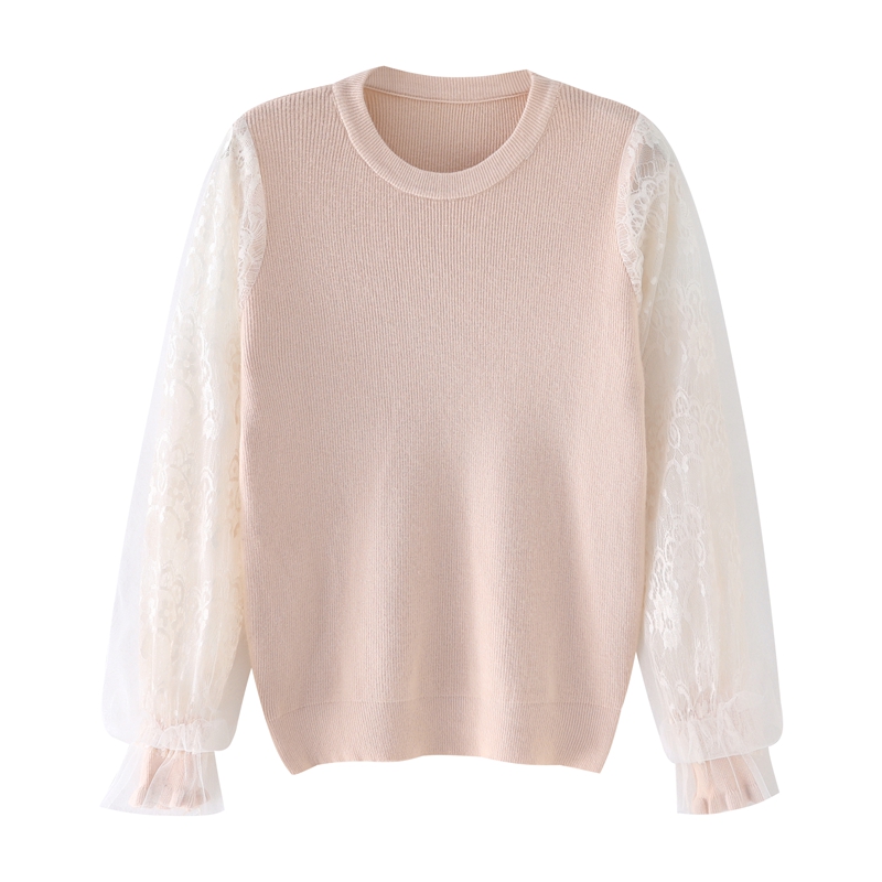 Wholesael Custom 2021 New Net yarn sleeve Batwing Sleev Knitted pullover Close Sweater Fashion Woman Tight woolen Sweater