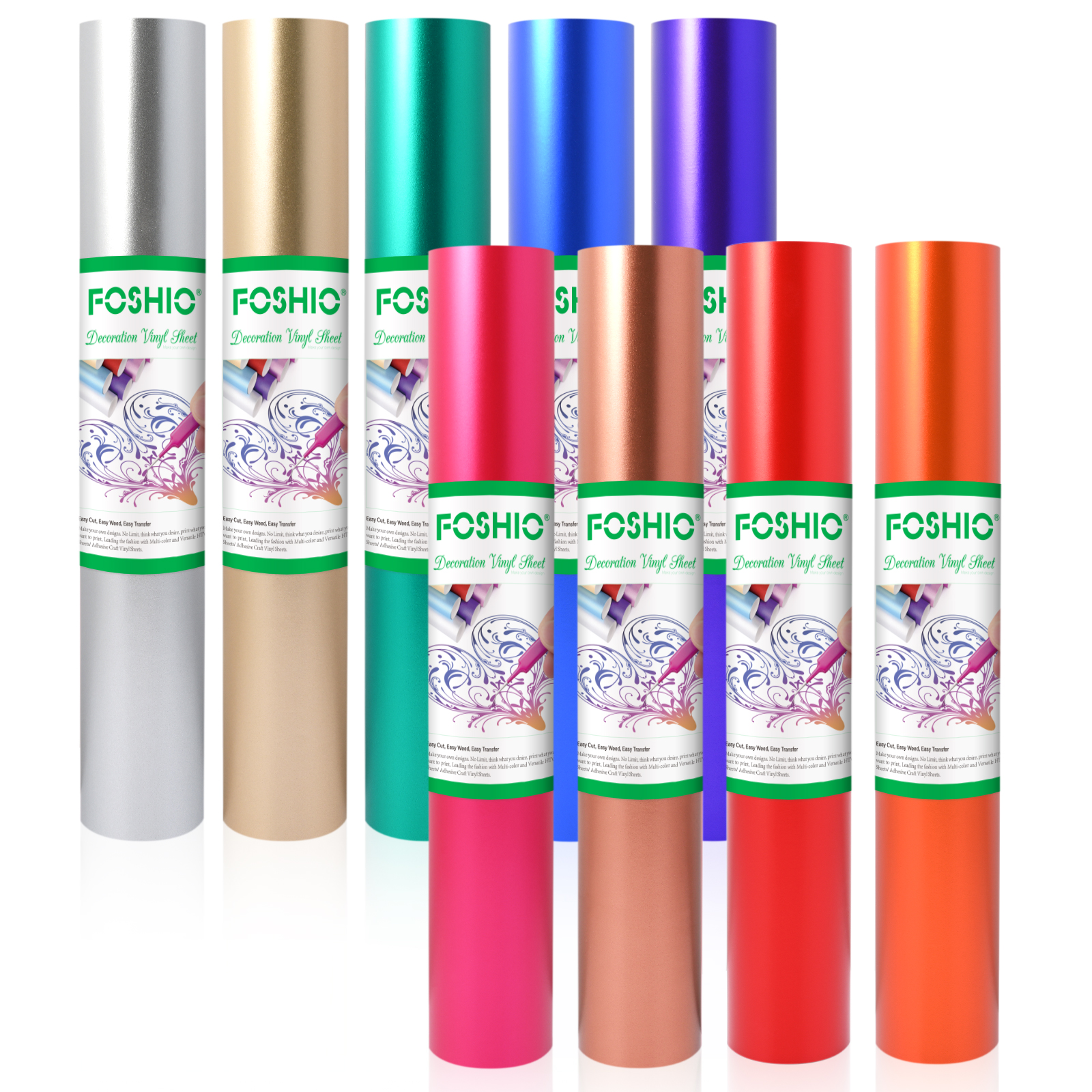 Foshio Metallic Satin Chrome Matte Self Adhesive Craft Vinyl Roll