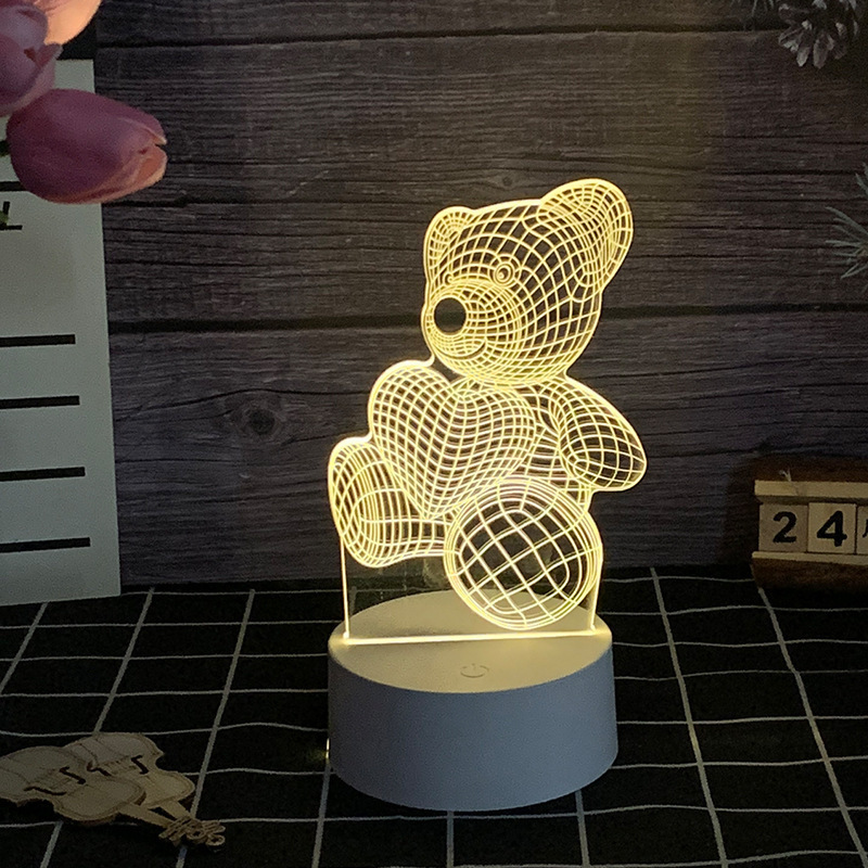 Customized Rechargeable Table Lamp with Shade 3D Night Light for Bedroom Living Room USB Touch Control RGB Decorative Lighting