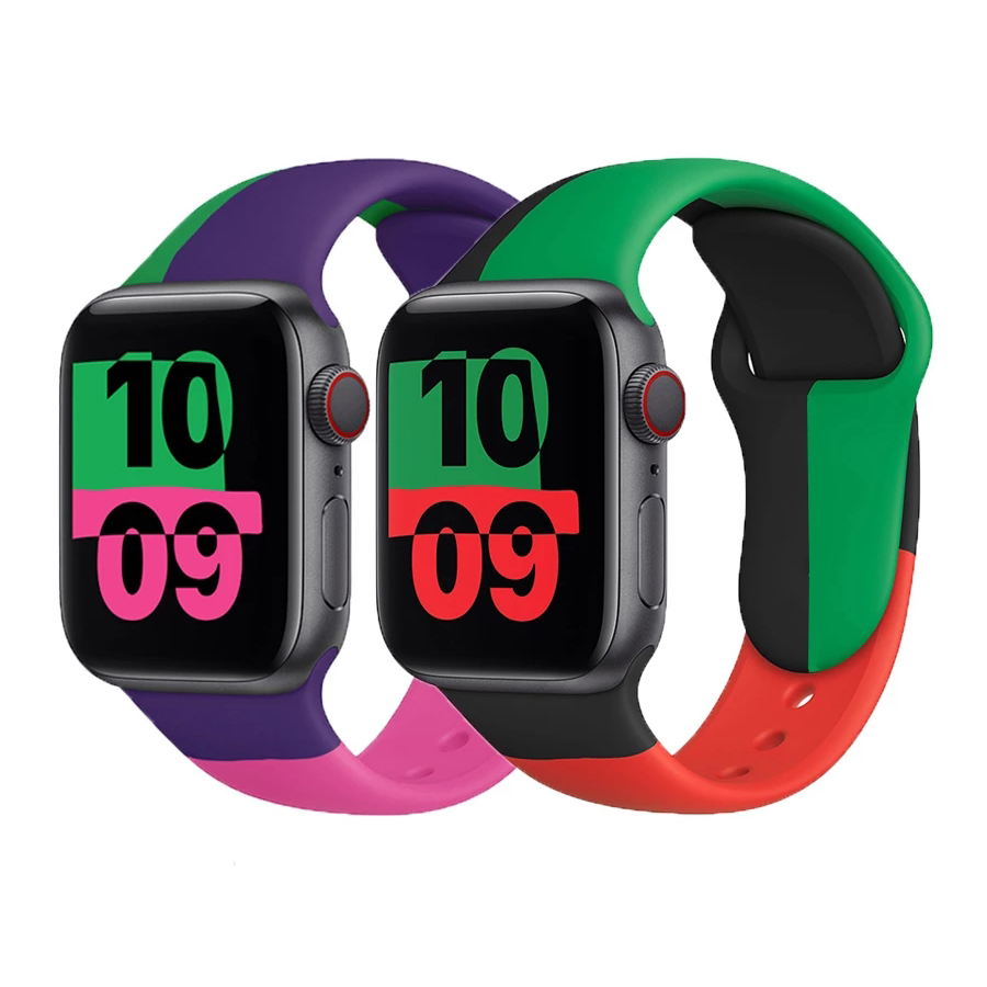 Ремешок резиновый для Apple Watch Band 38/40 мм 42/44 мм, спортивный силиконовый черный браслет для смарт-часов