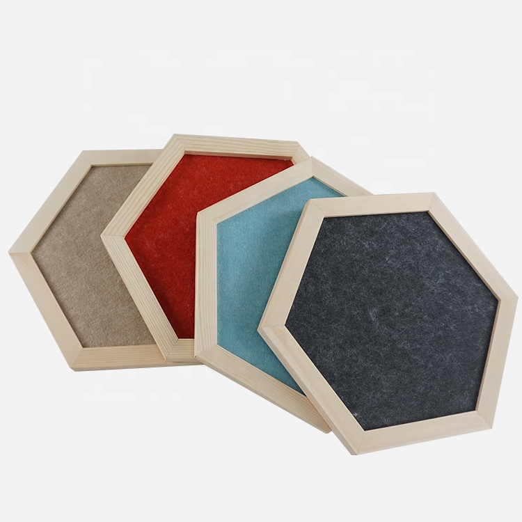 Custom enamel pin display board felt hexagon wooden frame bulletin board