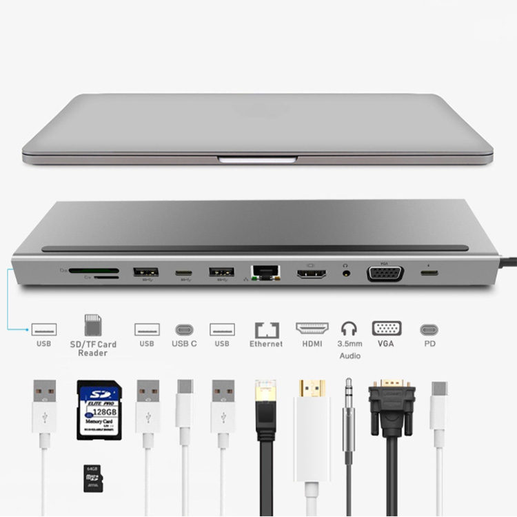 Мульти-порт Type-C и HDM/VGA/PD /SD/TF/RJ45 PD мощность концентратор док-станция/высокая скорость 11 в 1 Зарядная Станция USB 3,0 ≥ 10 LM54-3038-F
