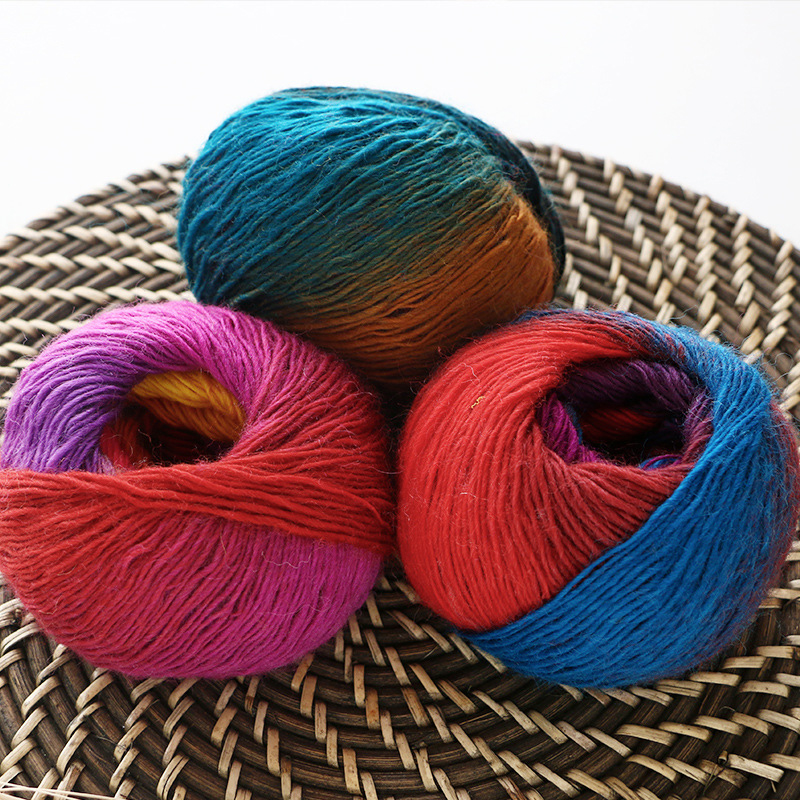 ZENGLONG 100% wool yarn 2mm 1ply 50g dyed crochet hand knitting yarns wholesale 8 colors knitted fancy wool yarn