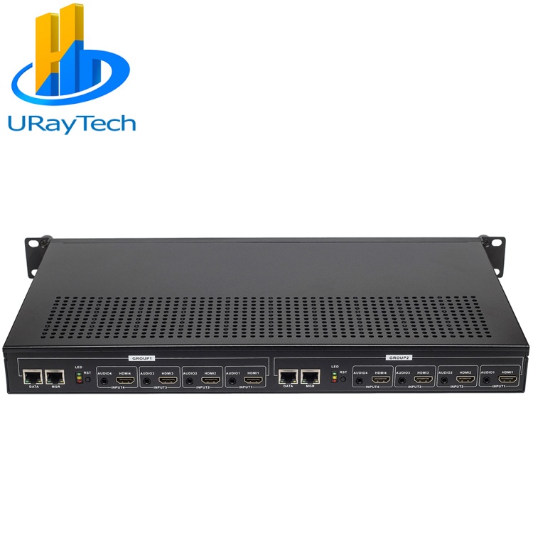 Шкаф для видеопотока URay 1U HEVC H.265 H.264 HDMI HD IPTV 8 каналов HDMI к RTSP