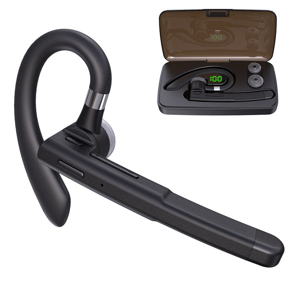 Громкой связи Bluetooth гарнитура с наушным креплением один in-ear драйвер Беспроводные наушники с зарядным футляром