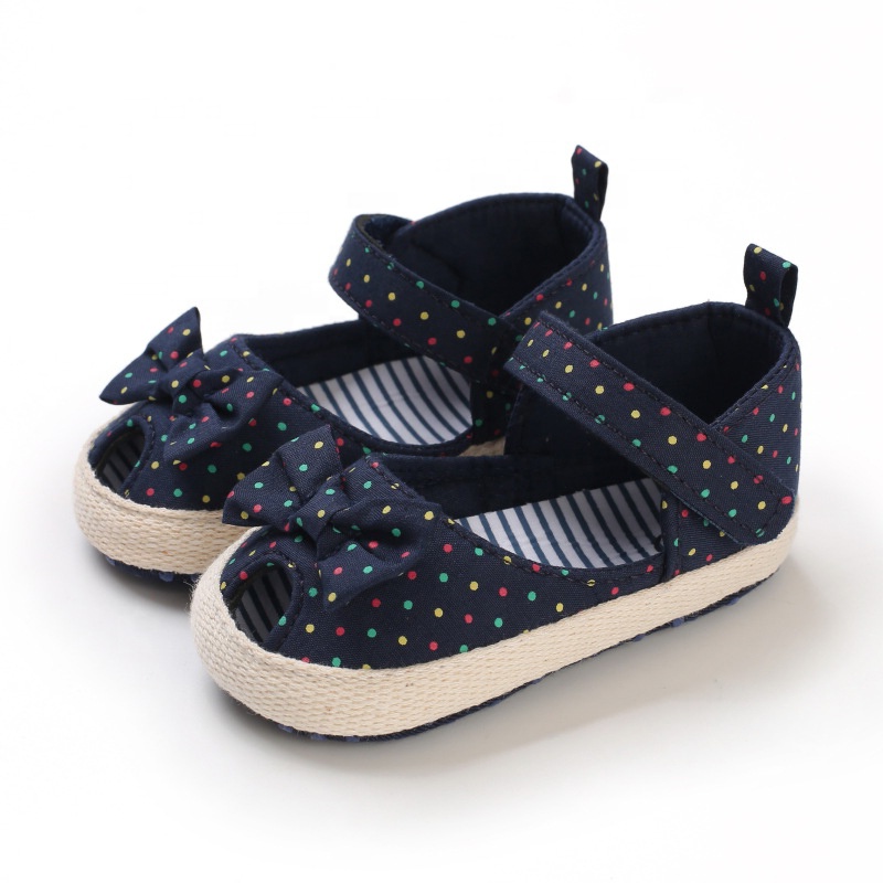 EVERTOP full cotton canvas printing non slip sole summer baby sandal shoes newborn girl shoes