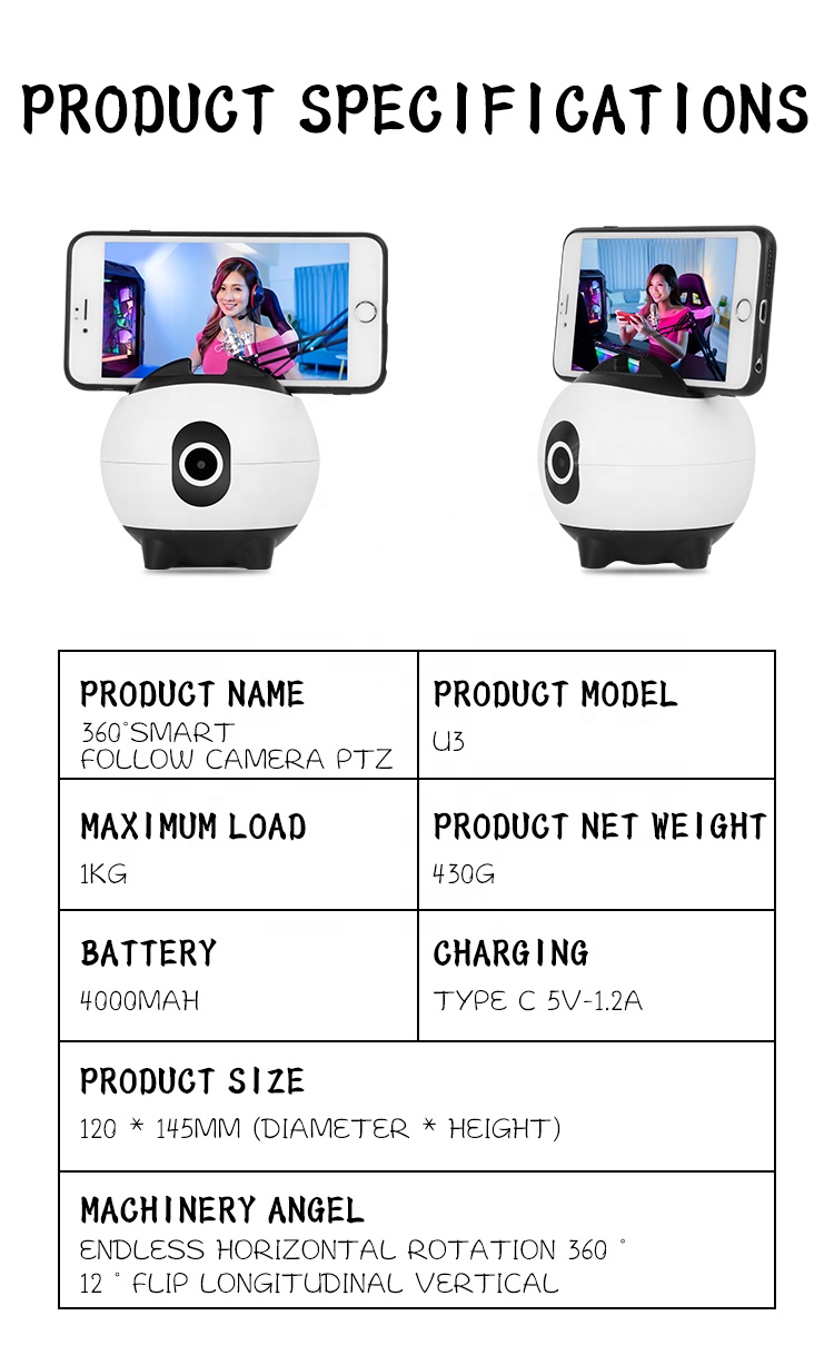 Universal Portable Handheld Gimbal Stabiliser For Phone Holder Cycle 360 Degree Face Tracking For Ios Android Gimbal
