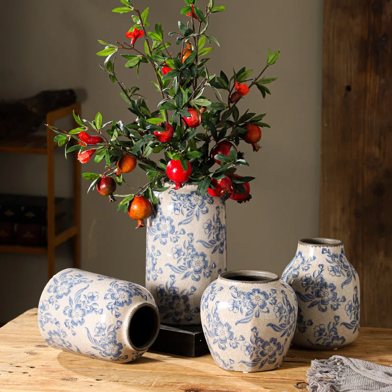 Porcelain Ceramic Vase Blue and White Vase Vintage Terracotta Vases Decor