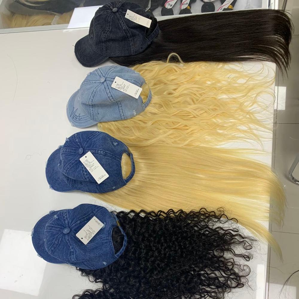 2021 new hot selling fashion black baseball cap Straight hair wig good care wig hat cap wig human hair for girl women