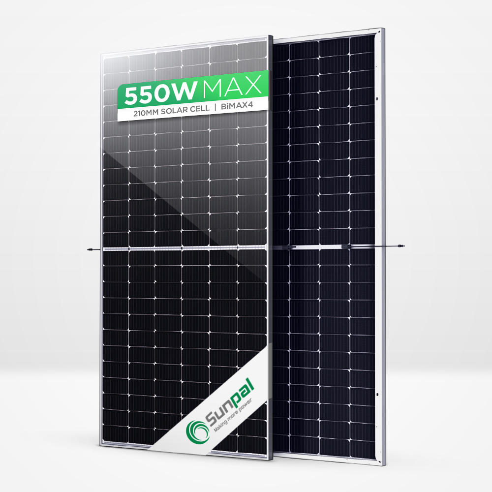 Sunpal Bifacial Mono Perc Half Cut Solar PV Panels 450W 500W 550W 600W 450 Watt 1000W Glass Paneles Solares Costos EU Warehouse
