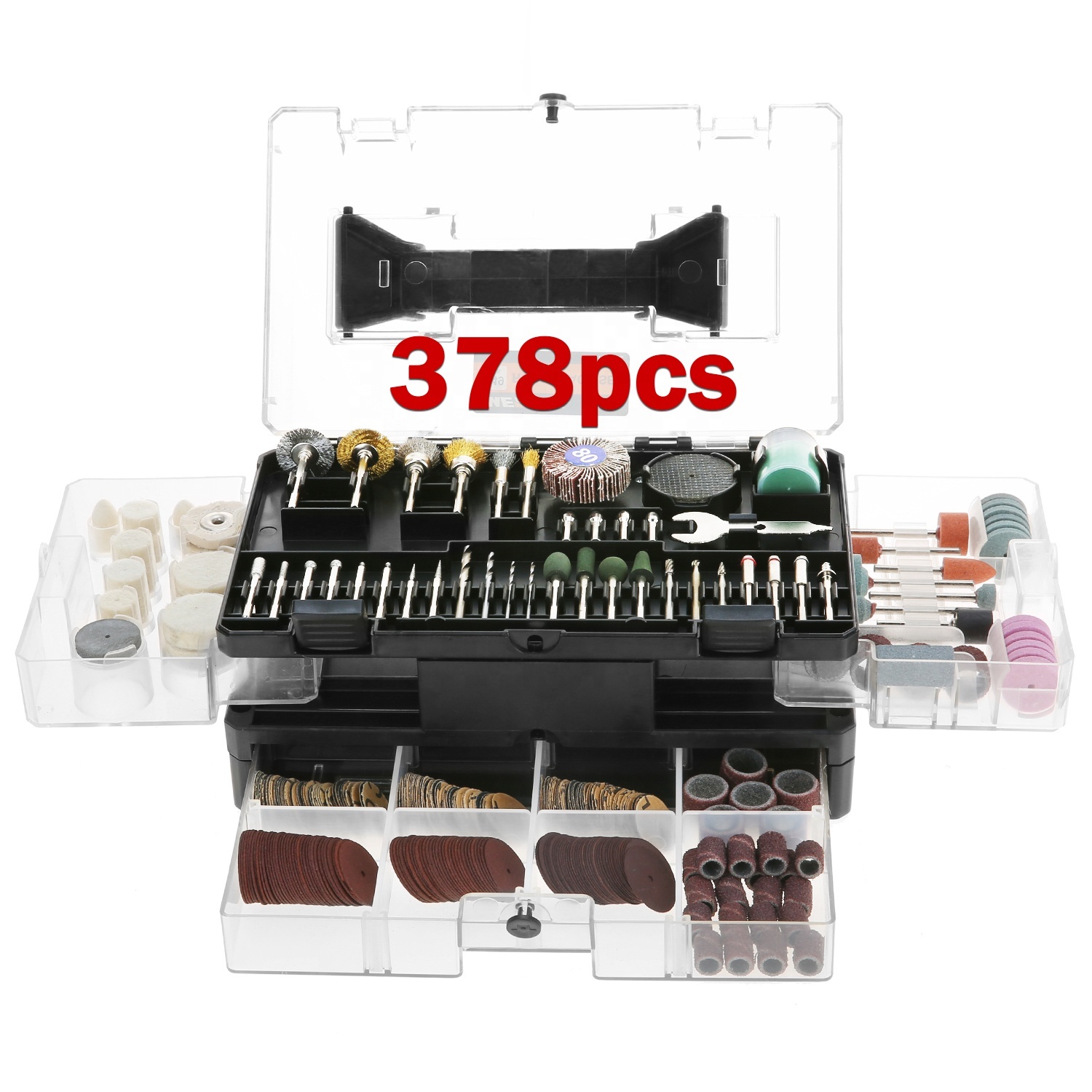 378pcs Rotary Tool Accessories kit All Purpose Power Tool Accessory Set For Easy Drilling Sawing Sanding Grinding Polishing