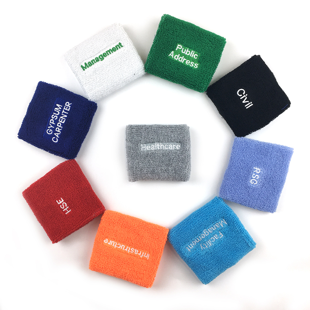 Factory hot sale custom basketball embroidered tennis sweatbands wristbands for sports