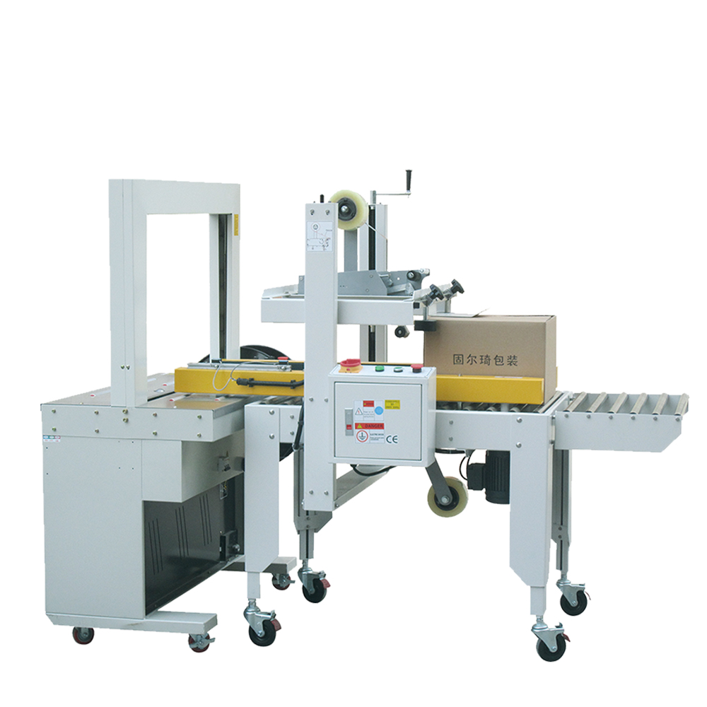 Cardboard Carton Closing Sealer Machines Semi Automatic Tape Sealing Carton Box Strapping Machine