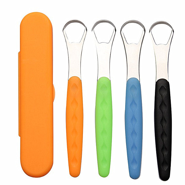 Promotion Metal Tongue Coating Cleaner with Travel Case Tongue Scraper Stainless Steel Oral Cleaning