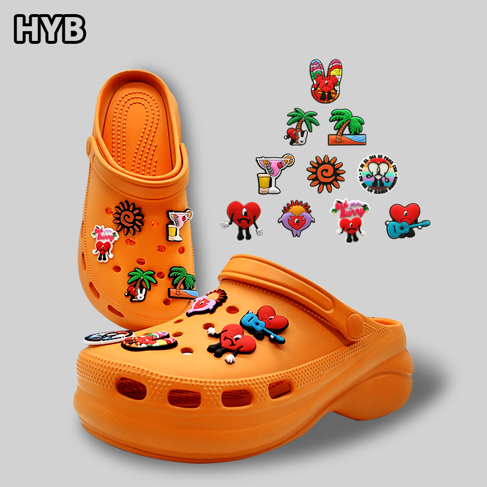 Дизайнерские Аксессуары для обуви HYB, шнурки для обуви bad bunny croc, подвески для обуви