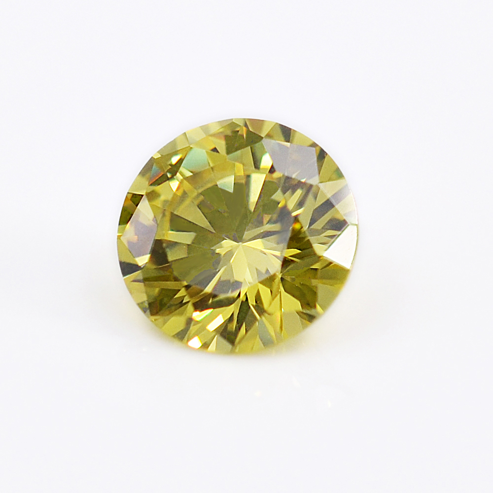 Baifu Jewelry hot sale Low price 8mm 20mm round peridot yellow cubic zirconia for ring