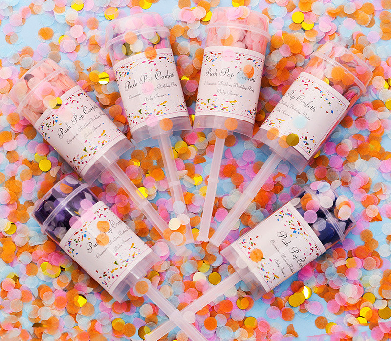 Wedding Graduation Gender Reveal Girl Baby Shower Bridal Anniversary New Year's Birthday Party Push Pop Confetti Poppers