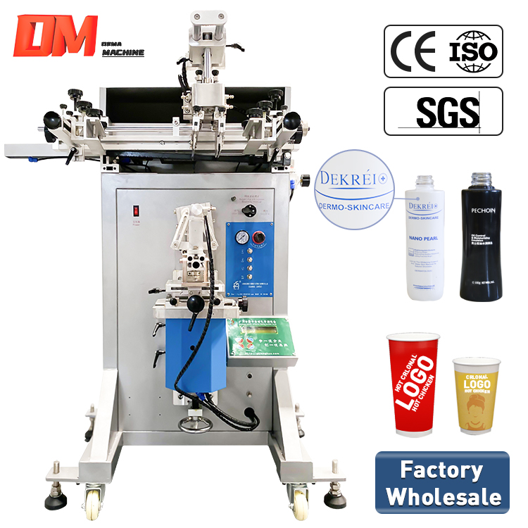 Semi-Auto Flat Round Perfume Glass Bottle Screen PrinterPaper Cup Screen Printing Machine