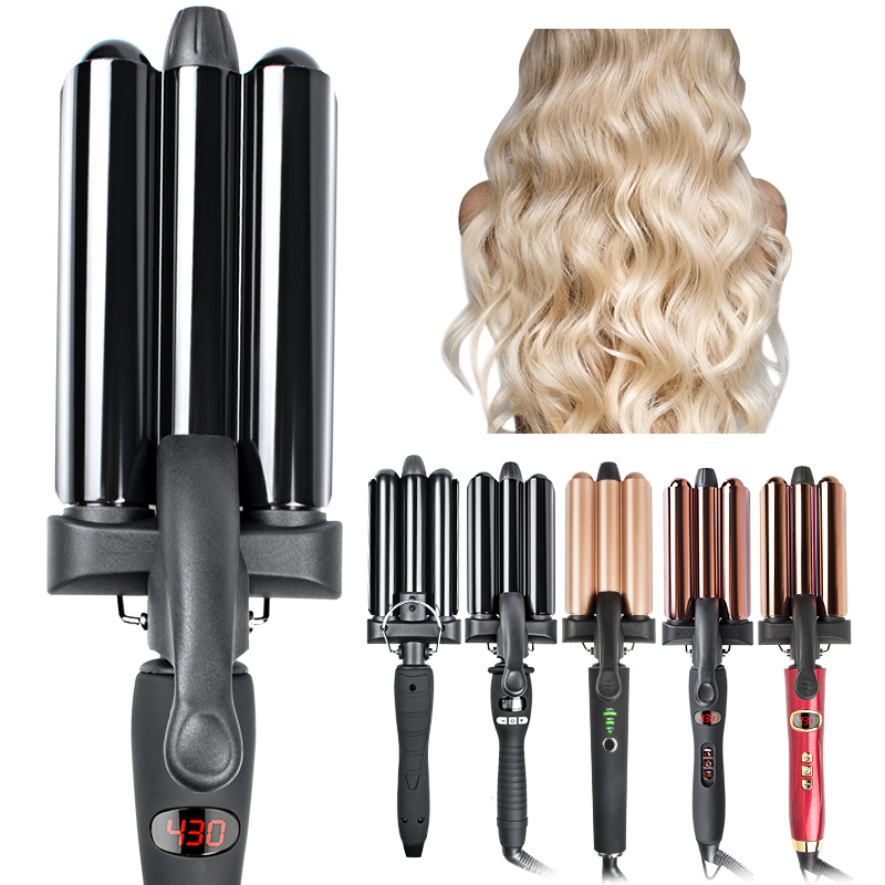 3 in 1 Triple Deep Waver Spiral Rotating Electric 3 Barrel Hair Waver Iron Magic Automatic Hair Curler